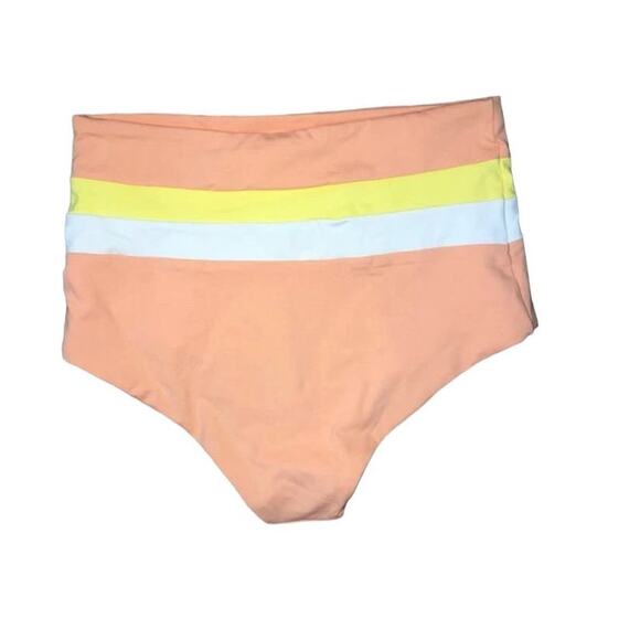 L Space Portia Color Block Stripe Paneling Peach Boyshort Bikini Bottom Small - Picture 9 of 10